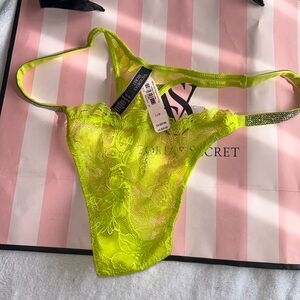 Victoria's Secret Neon Lace Thong — Highlighter Yellow